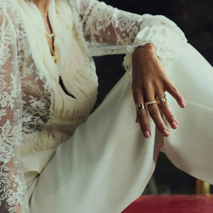 Stunning Organic Chunky 18Ct Gold Plated Band Ring.