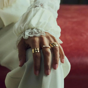 Stunning Organic Chunky 18Ct Gold Plated Band Ring.