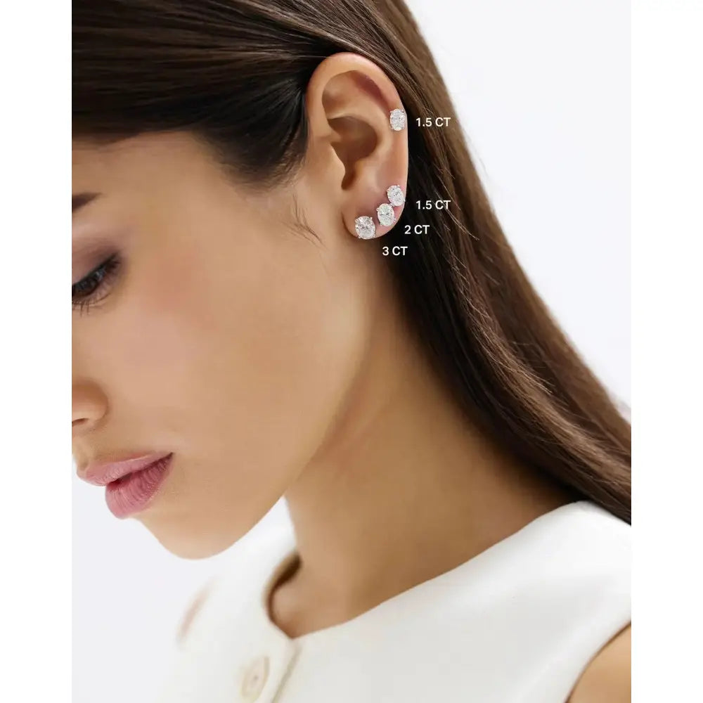 Stunning Oval Lab Diamond Studs - Elegant Earrings for Every Occasion.