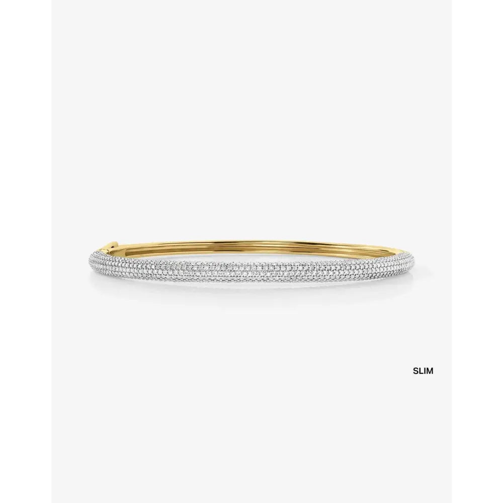 Stunning Pavé Diamond Stackable Gold Cloud Bangle for Effortless Elegance.
