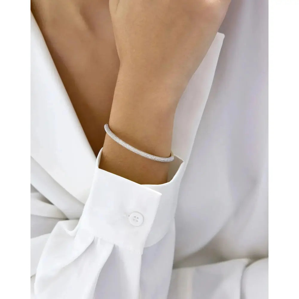 Stunning Pavé Diamond Stackable Gold Cloud Bangle for Effortless Elegance.