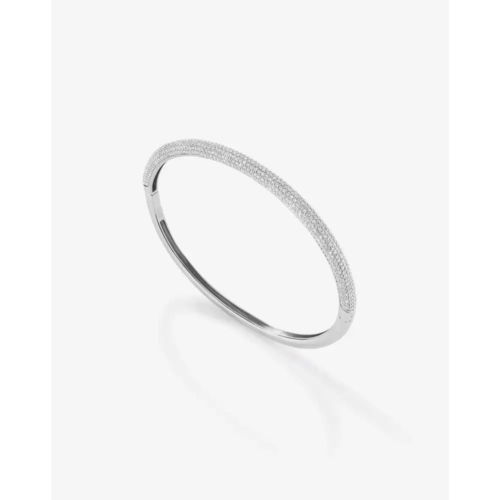 Stunning Pavé Diamond Stackable Gold Cloud Bangle for Effortless Elegance.
