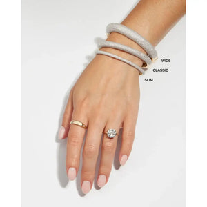 Stunning Pavé Diamond Stackable Gold Cloud Bangle for Effortless Elegance.