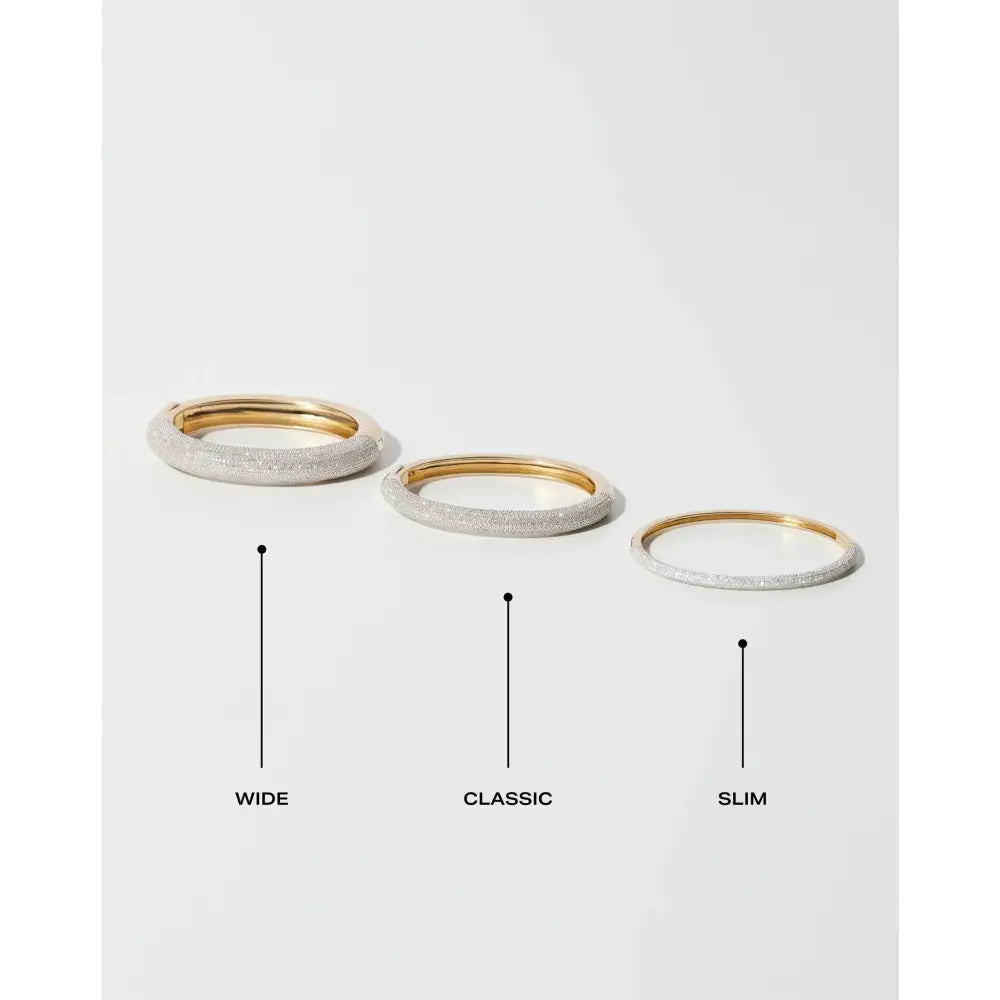 Stunning Pavé Diamond Stackable Gold Cloud Bangle for Effortless Elegance.