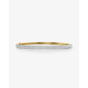 Stunning Pavé Diamond Stackable Gold Cloud Bangle for Effortless Elegance.