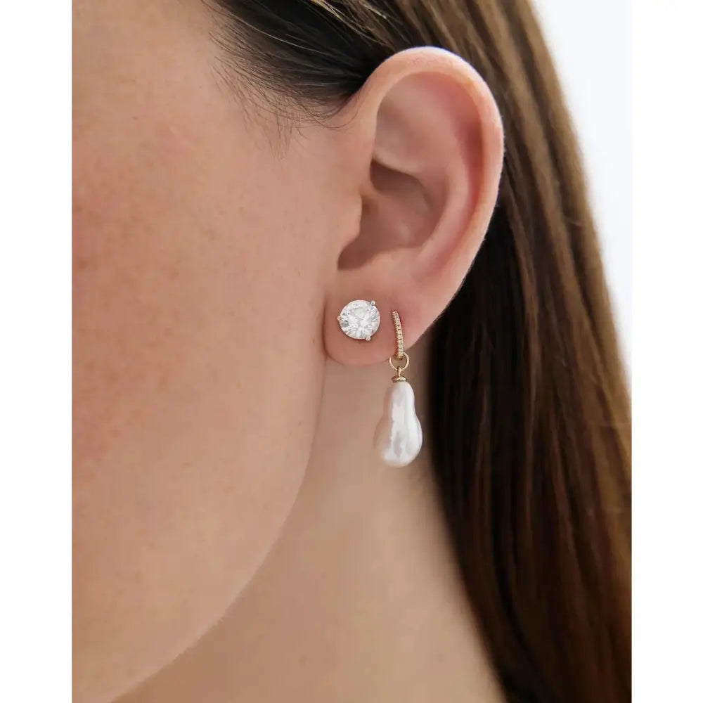 Stunning Pearl Huggie Charm Earrings - Elevate Your Style!.