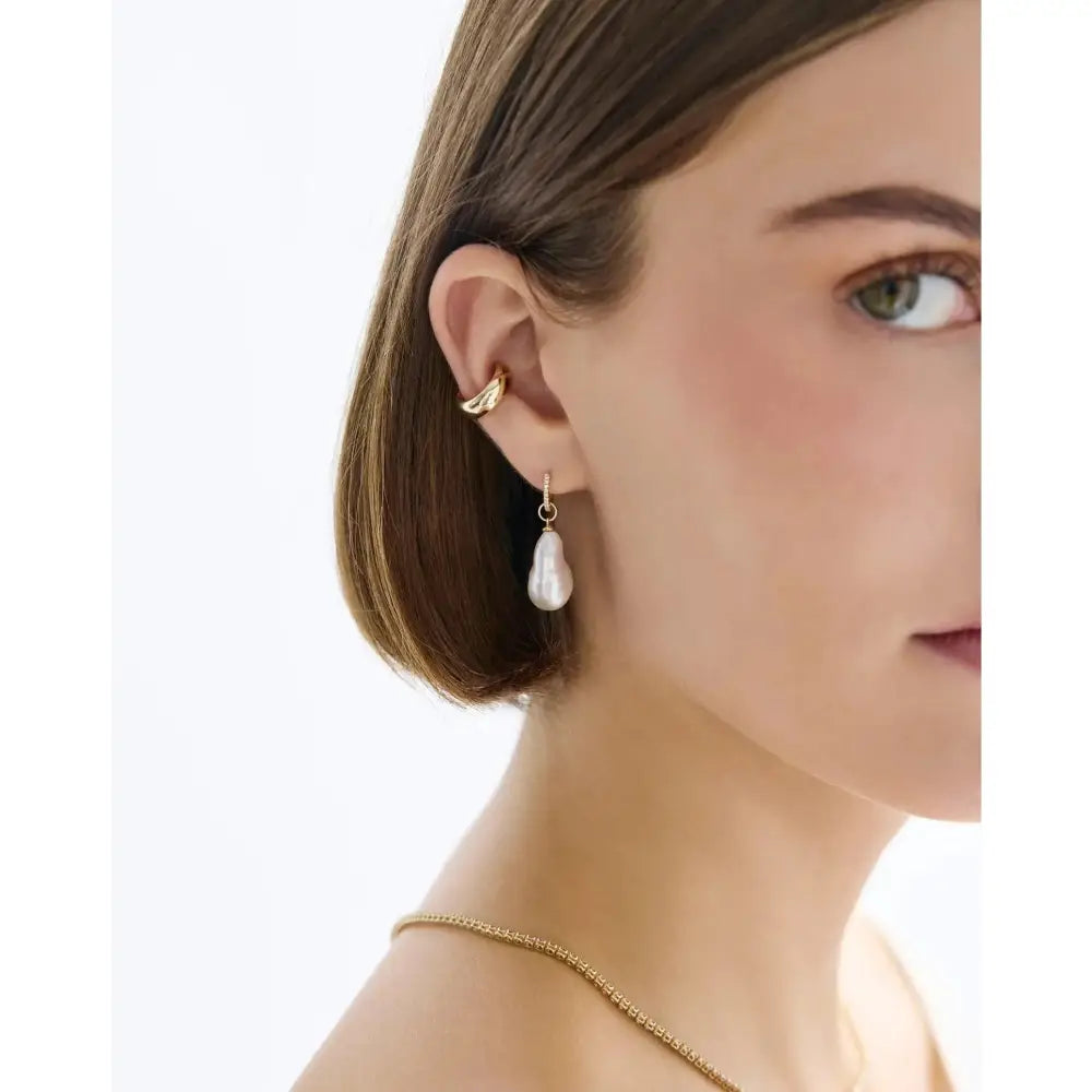 Stunning Pearl Huggie Charm Earrings - Elevate Your Style!.