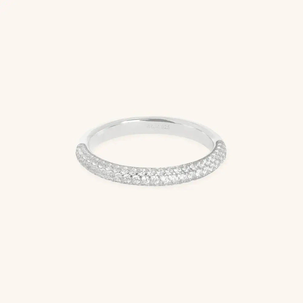 Stunning Silver Pavé Essential Band Ring – Elevate Your Style!.