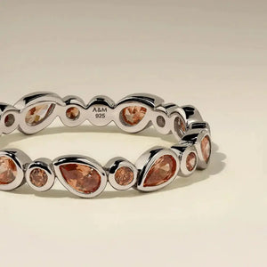 Stunning Silver Sunset Pear Band Ring - Elevate Your Style!.