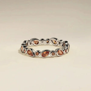 Stunning Silver Sunset Pear Band Ring - Elevate Your Style!.