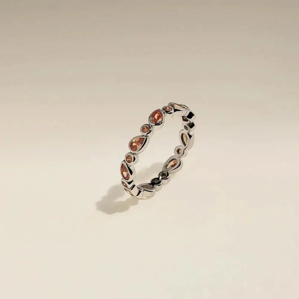 Stunning Silver Sunset Pear Band Ring - Elevate Your Style!.