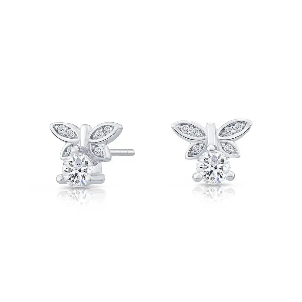 Stunning Sterling Silver CZ Dragonfly Stud Earrings.