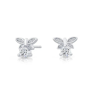 Stunning Sterling Silver CZ Dragonfly Stud Earrings.