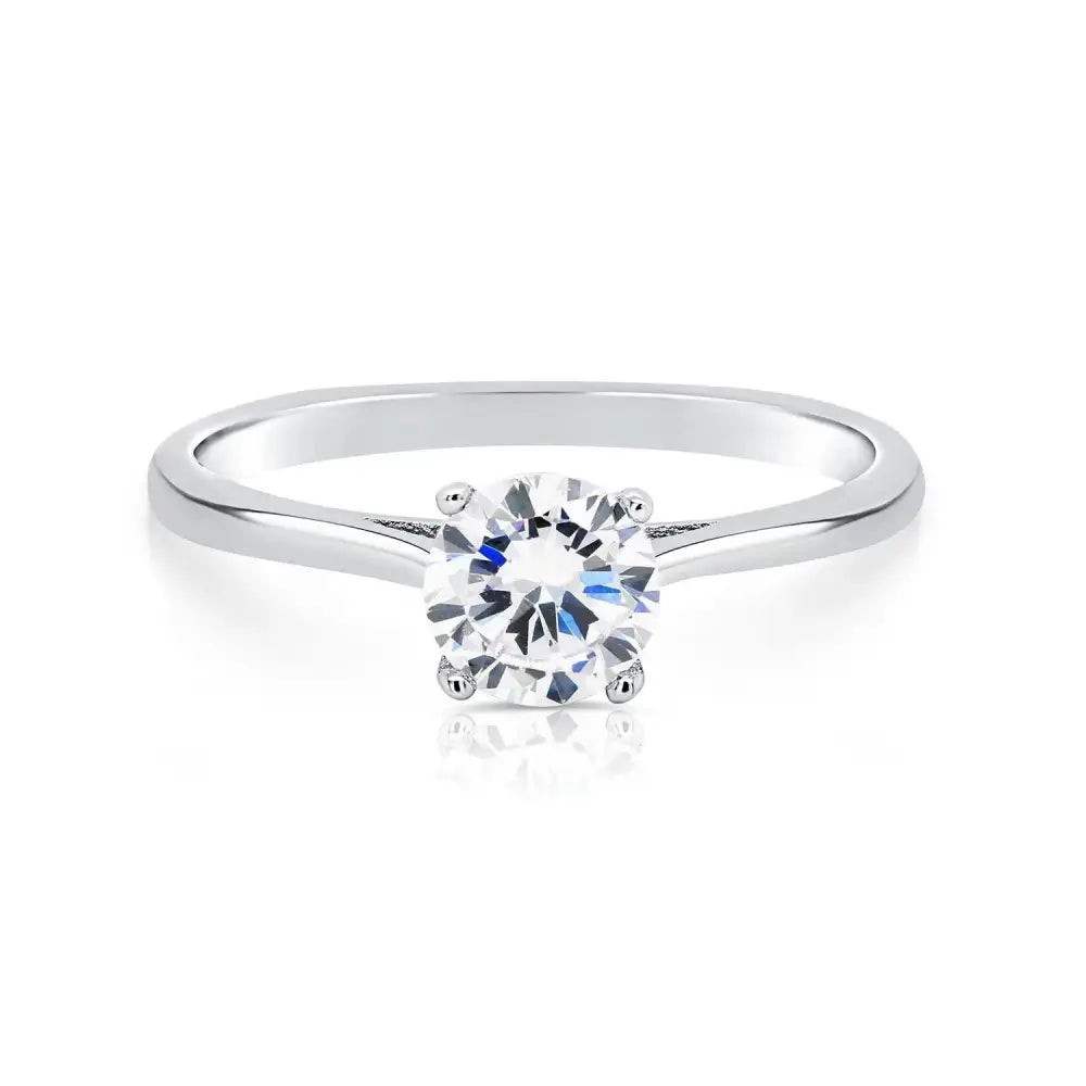 Stunning Sterling Silver Simulated Diamond Engagement Ring – The Perfect Sparkling Proposal for Love Stories, Anniversaries & Romantic Gifts!.