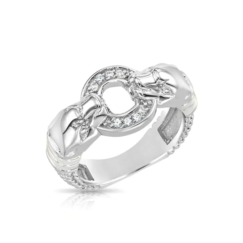 Stunning Two-Tone Sterling Silver Jaguar Ring.