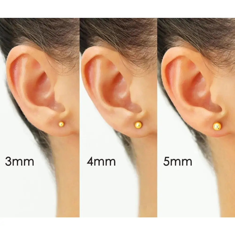 Stylish Set of 3 Unisex 14K Yellow and White Gold Ball Stud Earrings with Secure Screwbacks