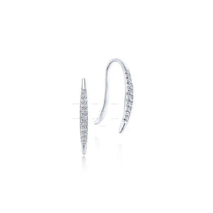 Tapered Moissanite Threader Drop Earrings, 14K Rose Gold Diamond Threader Earrings, Minimalist Threader Hook Earrings Thin Diamond Arc Hoops