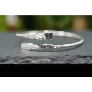 Tarnish-Free Hammered Silver Bracelet - Boho Rustic Bangle for Ethnic Style Lovers.