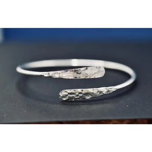 Tarnish-Free Hammered Silver Bracelet - Boho Rustic Bangle for Ethnic Style Lovers.