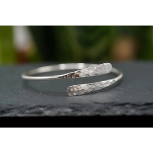 Tarnish-Free Hammered Silver Bracelet - Boho Rustic Bangle for Ethnic Style Lovers.