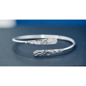 Tarnish-Free Hammered Silver Bracelet - Boho Rustic Bangle for Ethnic Style Lovers.