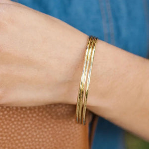 Thick 14K Gold Filled Hammered Bangle Bracelet - Perfect Stackable Gift!.