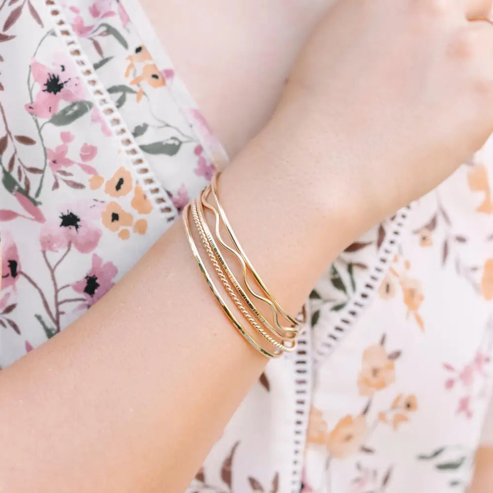 Thick 14K Gold Filled Hammered Bangle Bracelet - Perfect Stackable Gift!.
