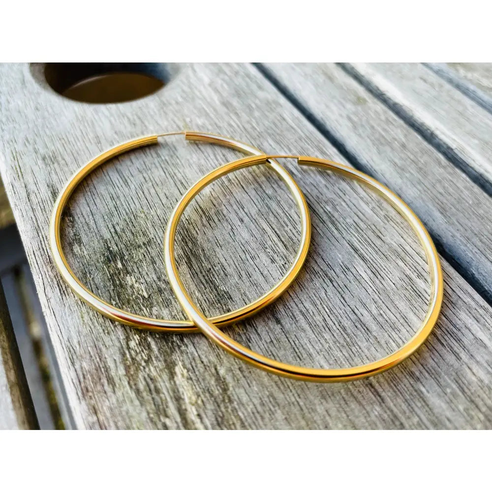 Thick Large 58Mm 14K Gold Filled 60Mm Hoop Earrings, 2.5Mm Thickness, Gifts for Her
