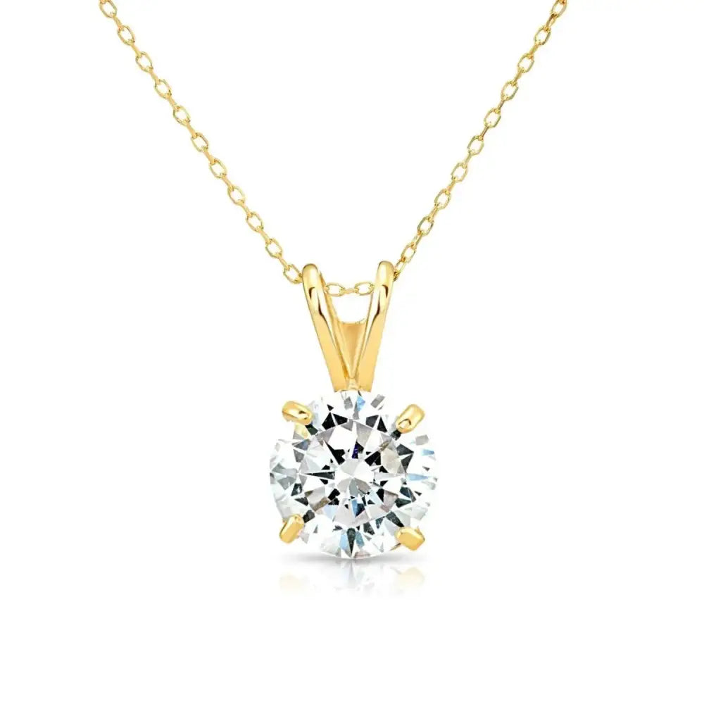 Timeless 14K Yellow Gold Classic Solitaire Pendant Necklace.