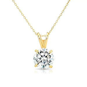 Timeless 14K Yellow Gold Classic Solitaire Pendant Necklace.