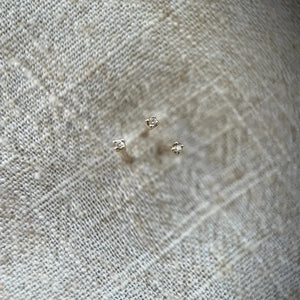 Tiny Ear Stud with Micro Diamond in 9Ct Yellow Gold Natural Tiny Genuine Diamond. Studs Sold as a Single and in a Pair.