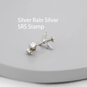 Tiny Plane Stud Earrings in Sterling Silver, Silver or Gold, Airplane Earrings, Stacking Earrings