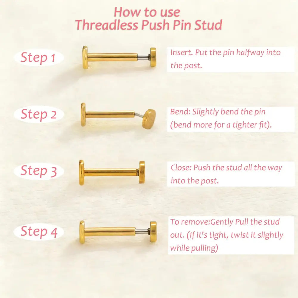 Titanium Tiny CZ Threadless Push Pin Labret Flat Back Earring