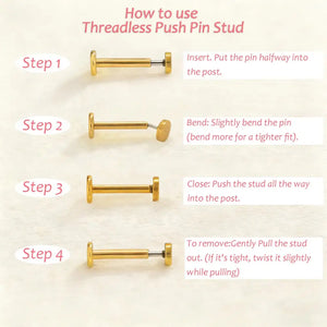 Titanium Tiny CZ Threadless Push Pin Labret Flat Back Earring