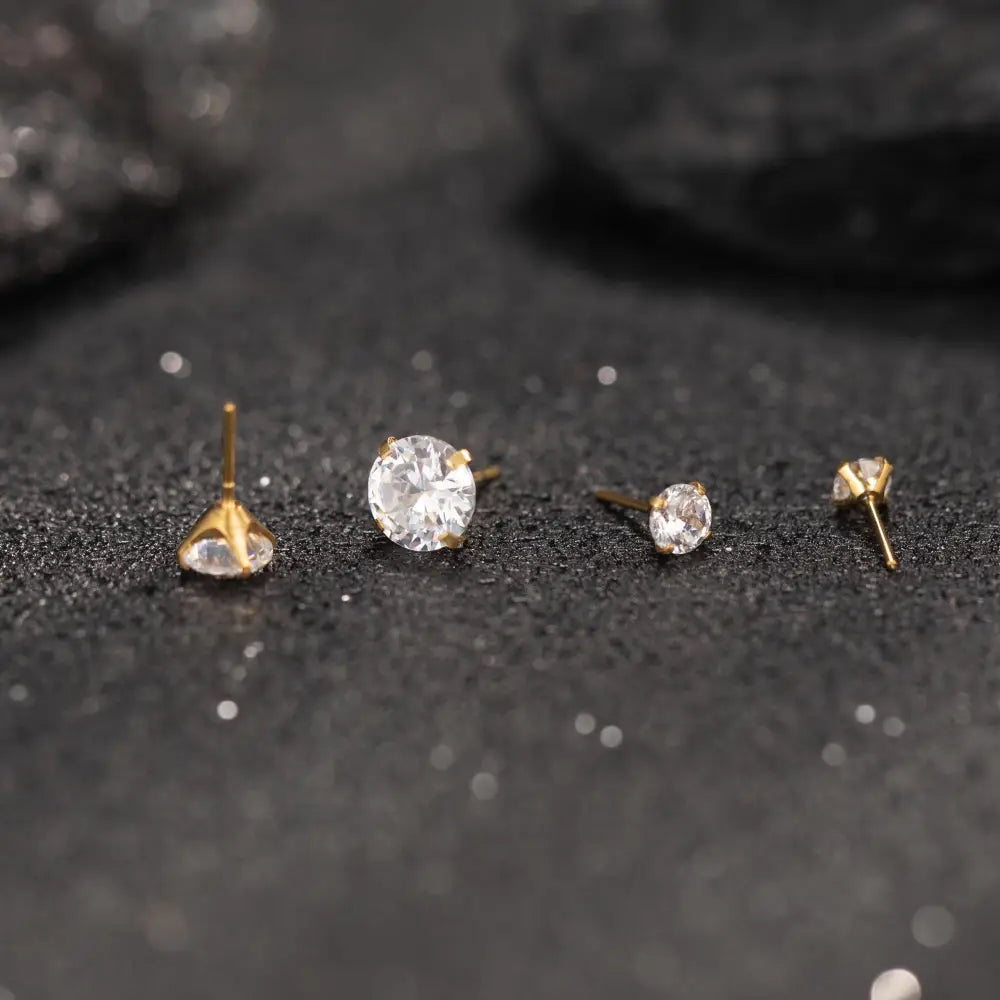Titanium Tiny CZ Threadless Push Pin Labret Flat Back Earring