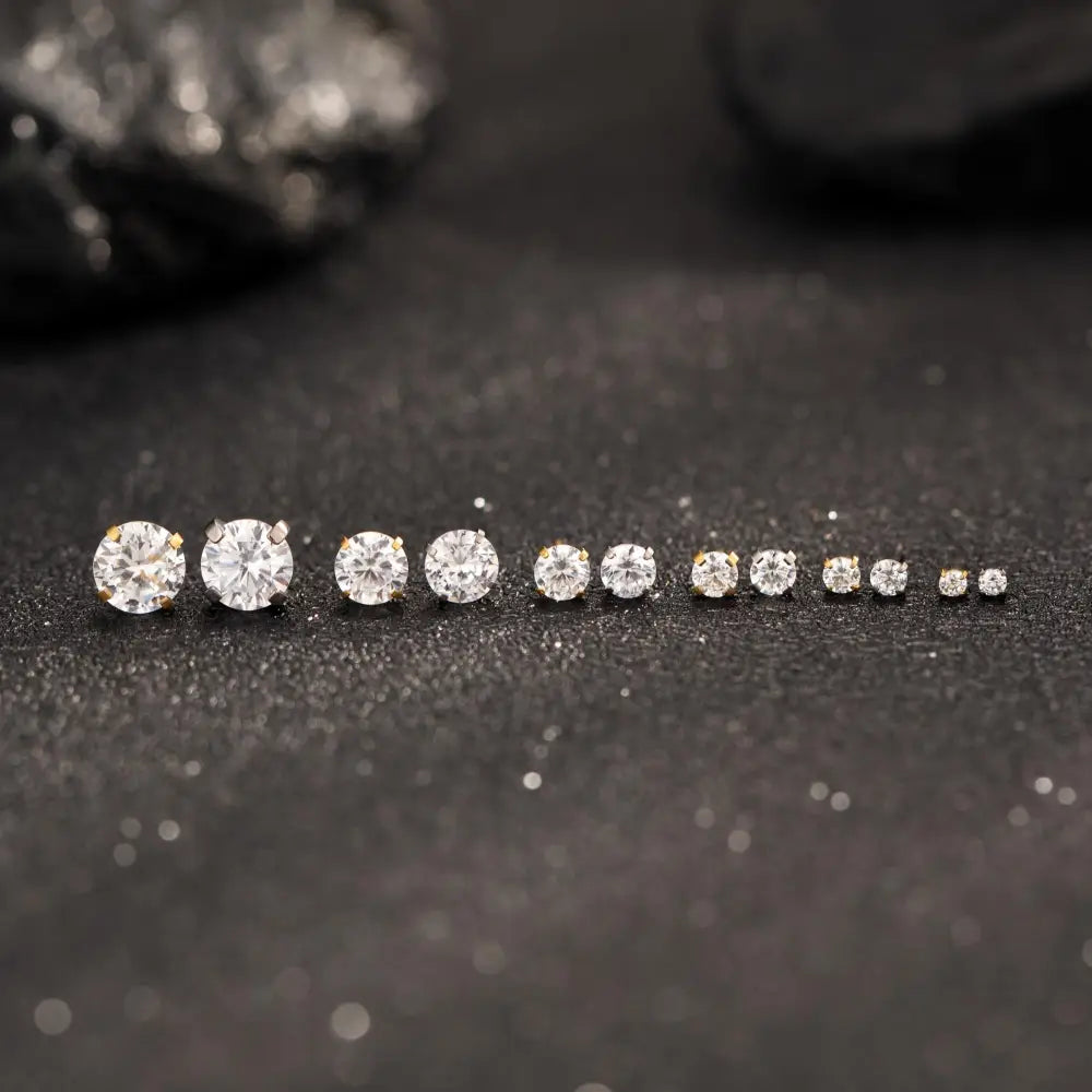 Titanium Tiny CZ Threadless Push Pin Labret Flat Back Earring