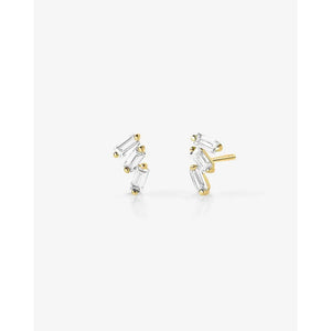 Triple Baguette Lab Diamond Stud Earrings - Elegant Sparkle for Any Occasion.