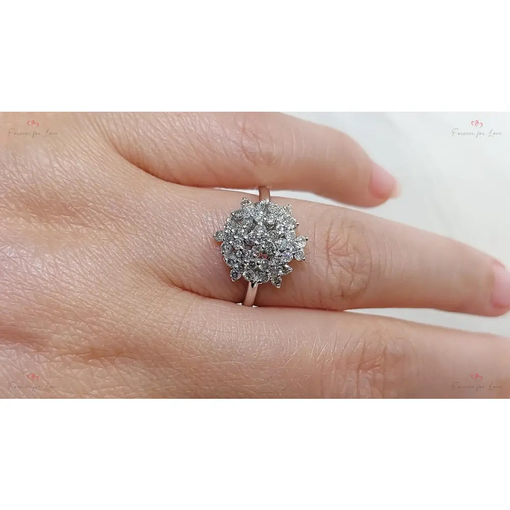 Vintage round Diamond Engagement Ring Unique Promise Ring White Gold Engagement Women Wedding Anniversary Gift.