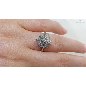 Vintage round Diamond Engagement Ring Unique Promise Ring White Gold Engagement Women Wedding Anniversary Gift.