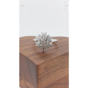 Vintage round Diamond Engagement Ring Unique Promise Ring White Gold Engagement Women Wedding Anniversary Gift.