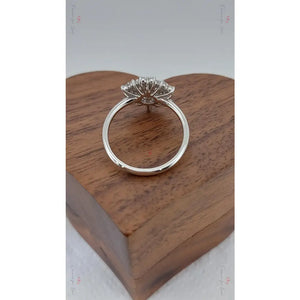 Vintage round Diamond Engagement Ring Unique Promise Ring White Gold Engagement Women Wedding Anniversary Gift.