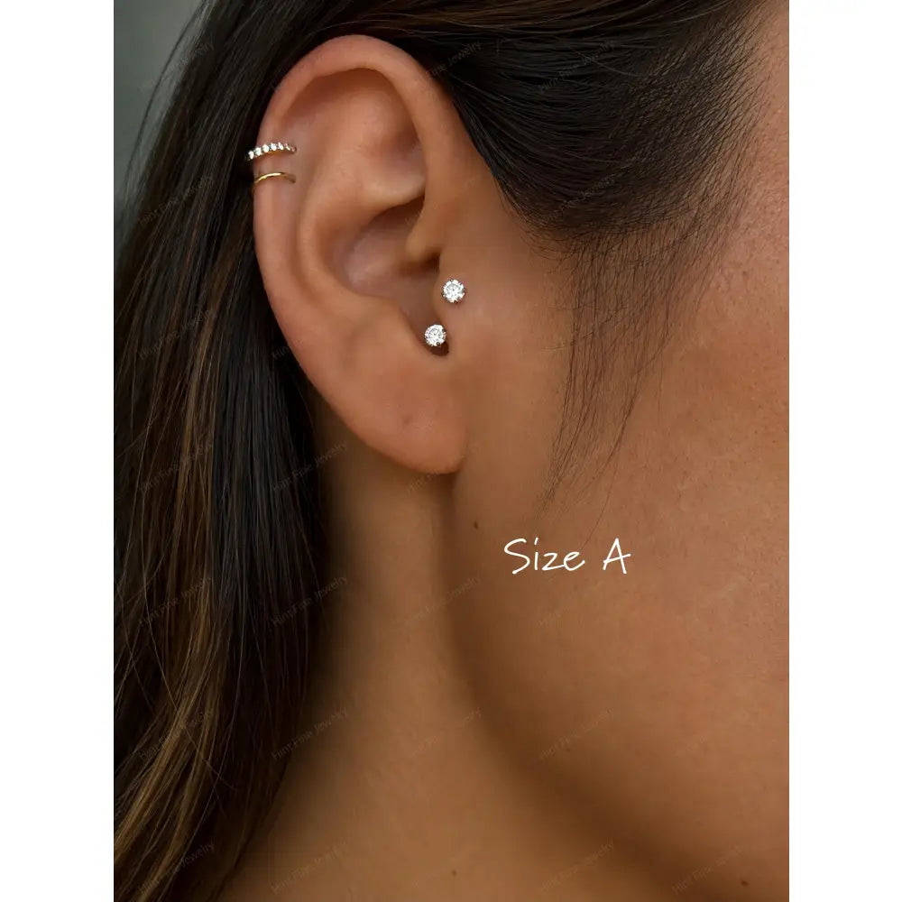Waterproof 18G Titanium Flatback Front Back Earrings, Ear Jacket, Helix Stud, Tragus Stud, Daith Stud, Rook Stud
