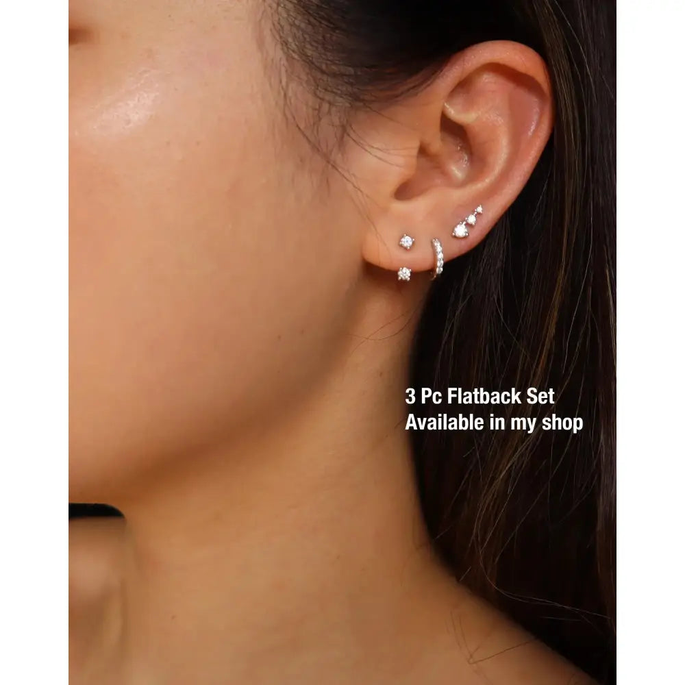 Waterproof 18G Titanium Flatback Front Back Earrings, Ear Jacket, Helix Stud, Tragus Stud, Daith Stud, Rook Stud