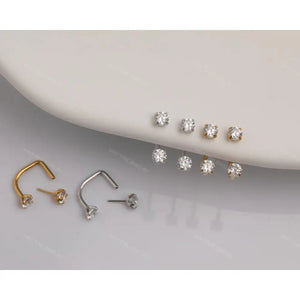 Sold as SINGLE- Waterproof 18G Titanium Flatback Front Back Earrings, Ear Jacket, Helix Stud, Tragus Stud, Daith Stud, Rook Stud