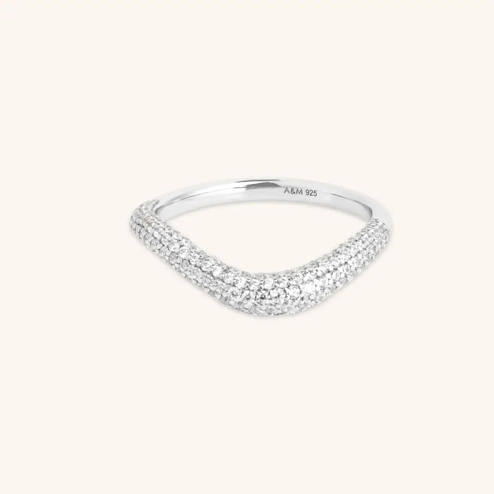 Wave Crystal Ring in Silver